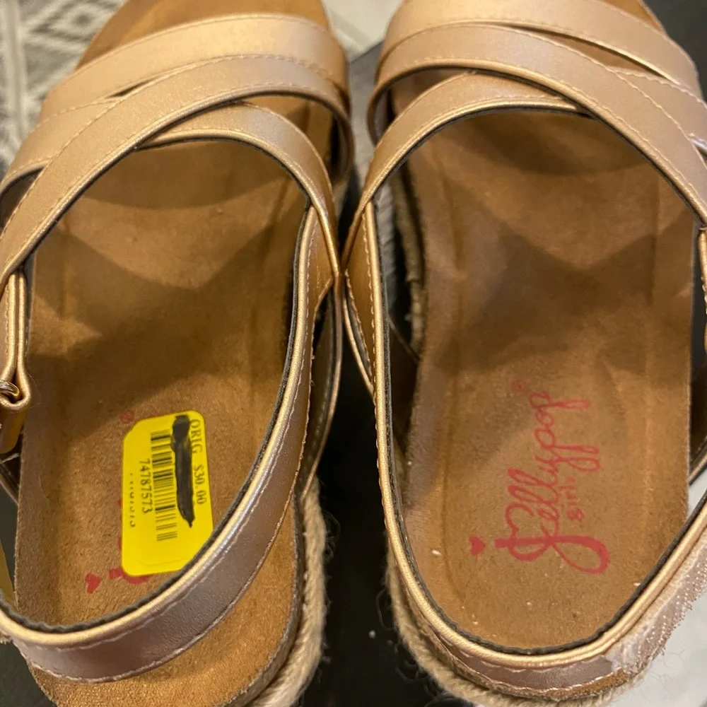 Jellypop Girls Light Gold Lanza Espadrille Platform Sandals - 1